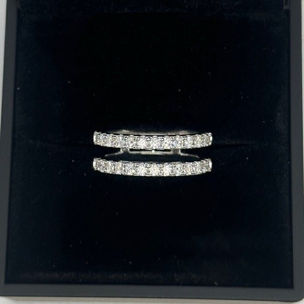 GRA Moissanite Diamond Wedding Ring Enhancer Double Row Band Brilliant Size 10